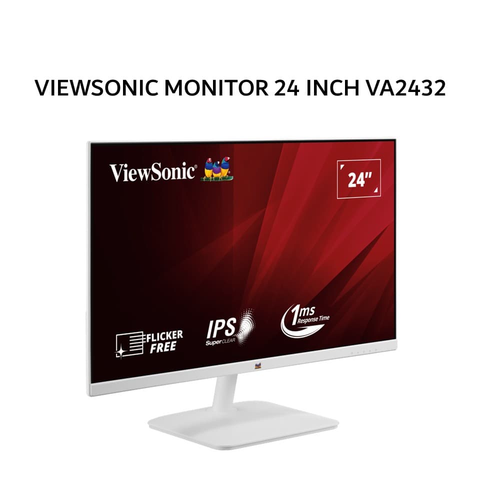 VIEWSONIC MONITOR 24 INCH VA2432-H-W IPS FHD 1080P 1MS 100HZ FRAMELESS WHITE 3Y