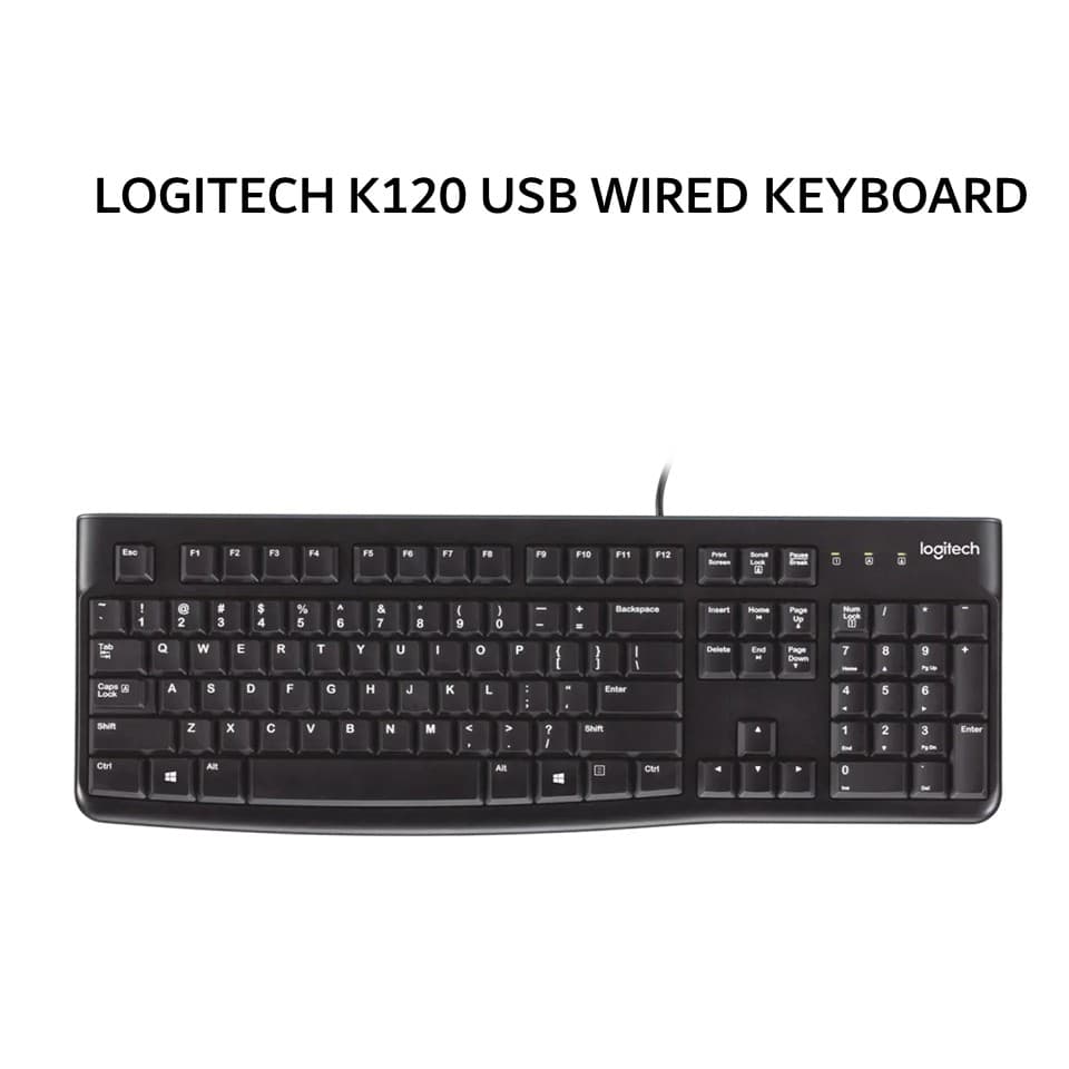 LOGITECH K120 USB WIRED KEYBOARD PLUG AND PLAY - BLACK