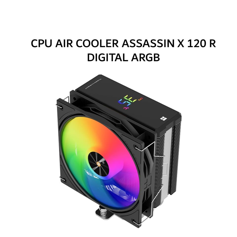 THERMALRIGHT CPU AIR COOLER ASSASSIN X 120 R DIGITAL ARGB (1X 120MM ARGB FAN + 4X HEATPIPES + DIGITAL DISPLAY) BLACK 1Y