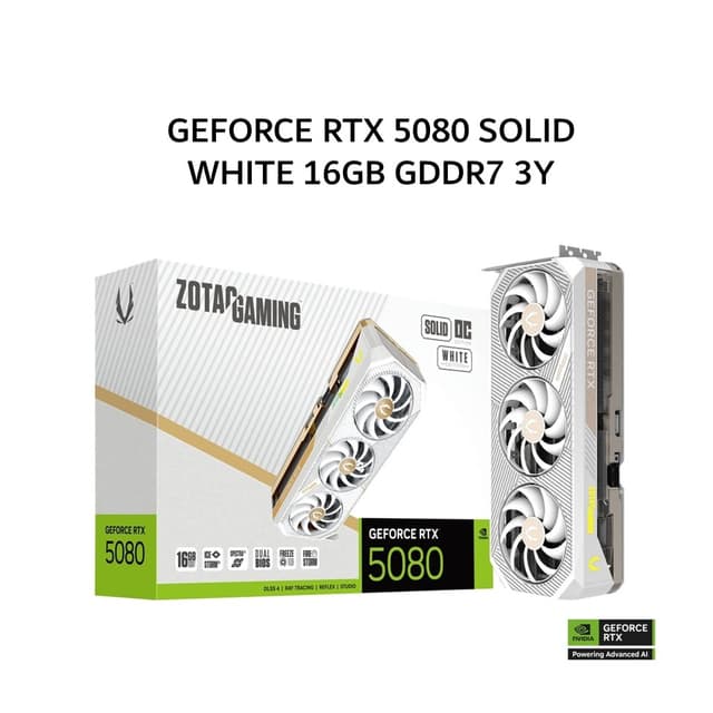 ZOTAC VGA GEFORCE RTX 5080 SOLID OC WHITE 16GB GDDR7 3Y