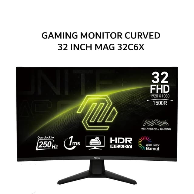 MSI GAMING MONITOR CURVED 32 INCH MAG 32C6X / MAG32C6X VA 1500R FHD 1080P 1MS 250HZ 3Y