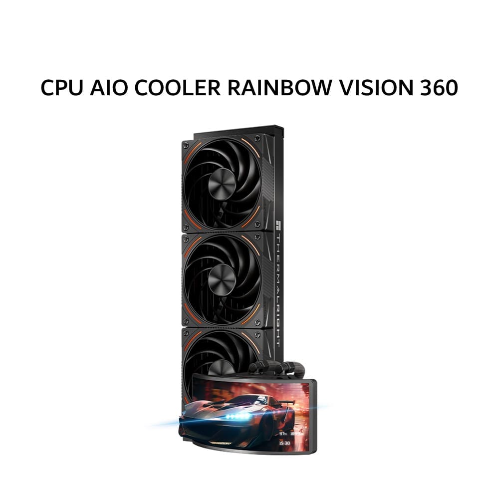 THERMALRIGHT CPU AIO COOLER RAINBOW VISION 360 (360MM RADIATOR + 3X 120MM ARGB FANS + 6.67 INCH LCD DISPLAY) BLACK 6Y