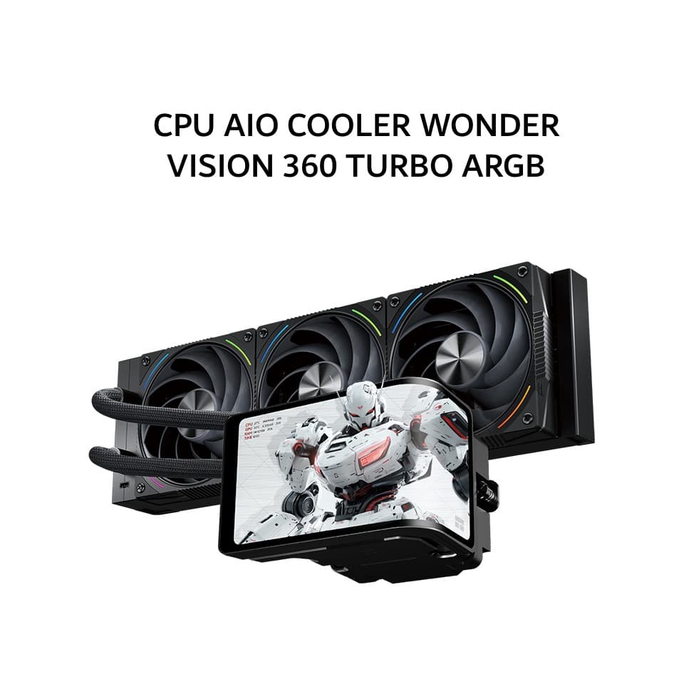 THERMALRIGHT CPU AIO COOLER WONDER VISION 360 TURBO ARGB (360MM RADIATOR + 3X 120MM ARGB FANS + 6.67 INCH LCD DISPLAY) BLACK 6Y