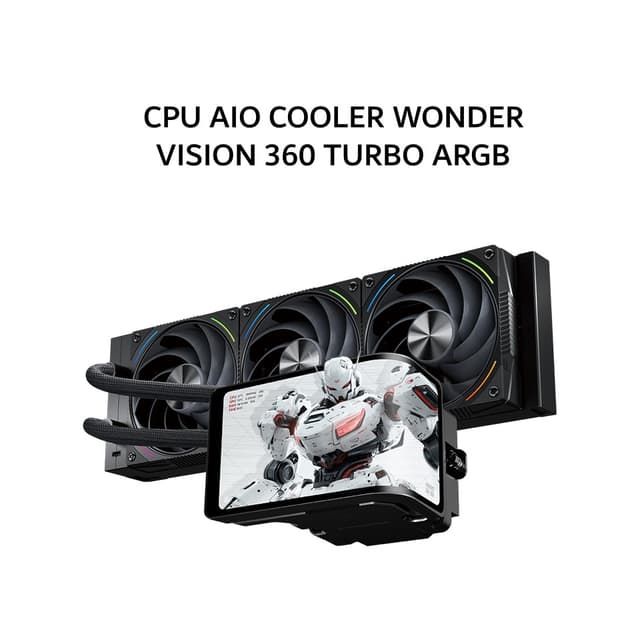 THERMALRIGHT CPU AIO COOLER WONDER VISION 360 TURBO ARGB (360MM RADIATOR + 3X 120MM ARGB FANS + 6.67 INCH LCD DISPLAY) BLACK 6Y