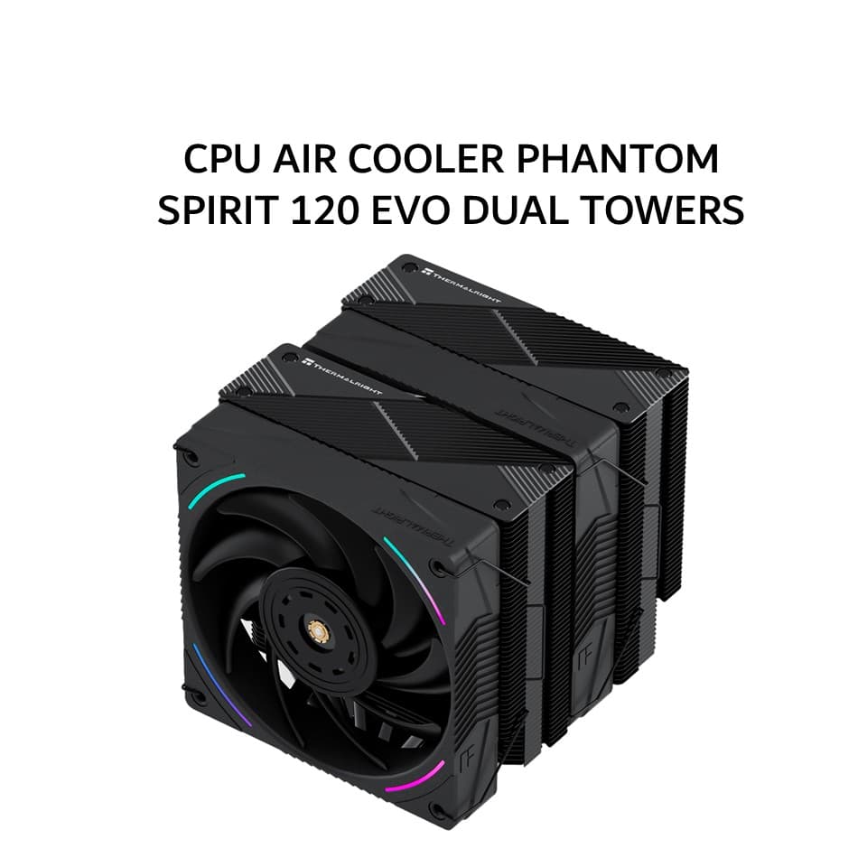 THERMALRIGHT CPU AIR COOLER PHANTOM SPIRIT 120 EVO DUAL TOWERS (2X 120MM ARGB BLACK FAN + 7X HEATPIPES) BLACK 3Y