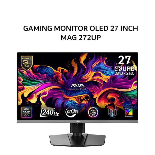MSI OLED GAMING MONITOR 27 INCH MAG 272UP / MAG272UP QD-OLED X24 UHD 4K 2160P 0.03MS 240HZ HDR TRUEBLACK 400 ERGONOMIC 3Y