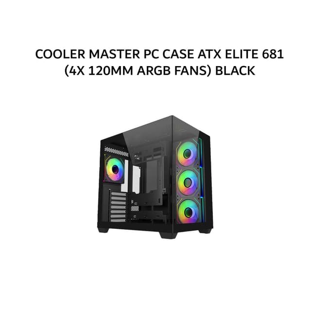 COOLER MASTER PC CASE ATX ELITE 681 (4X 120MM ARGB FANS) BLACK 2Y