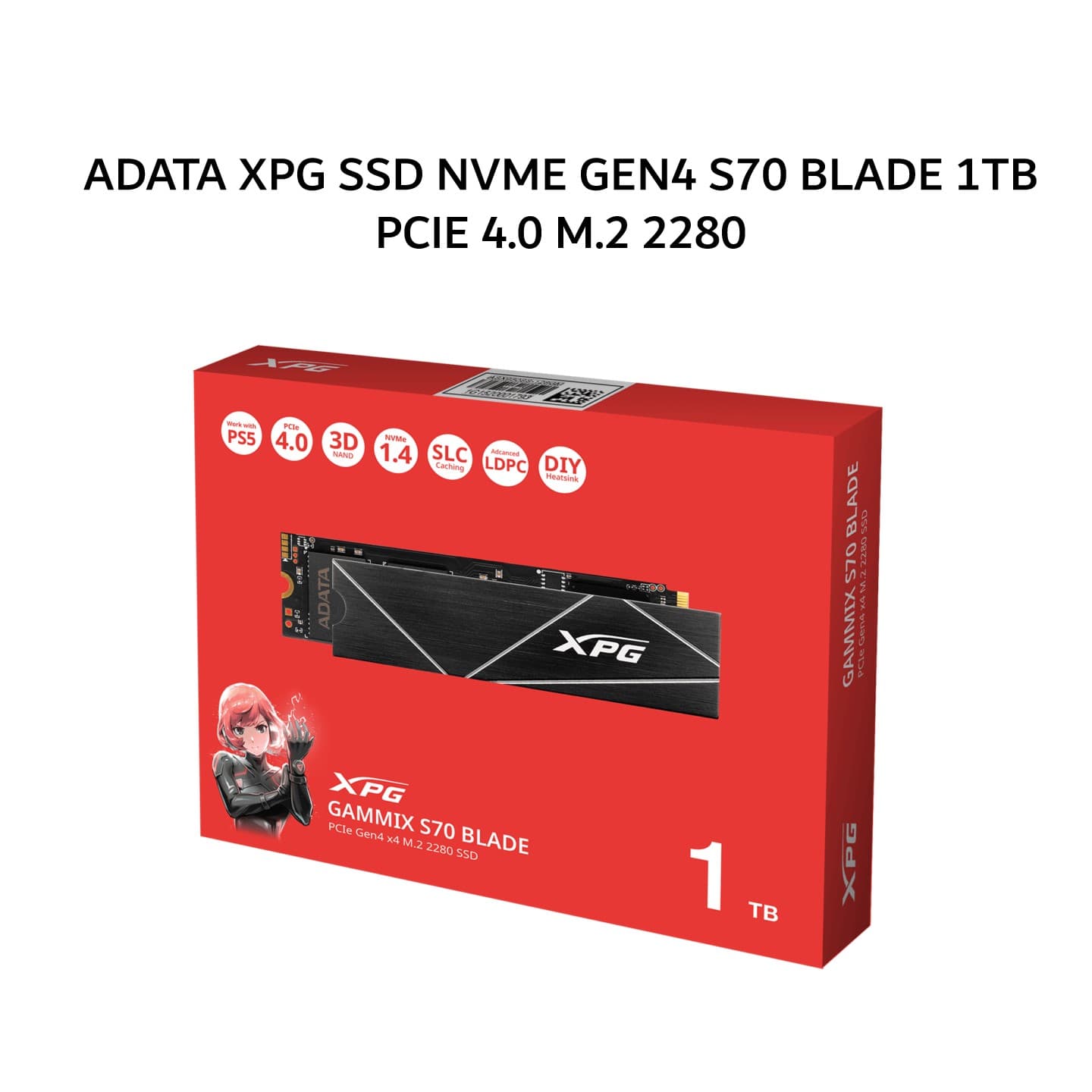ADATA XPG SSD NVME GEN4 S70 BLADE 1TB PCIE 4.0 M.2 2280 5Y - UP TO 7400 MB/S