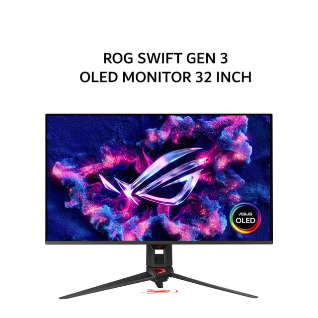 ASUS OLED MONITOR 32 INCH ROG SWIFT GEN 3 PG32UCDM3 QD-OLED UHD 4K 2160P 0.03MS 240HZ HDR10 ERGONOMIC USB-C 3Y
