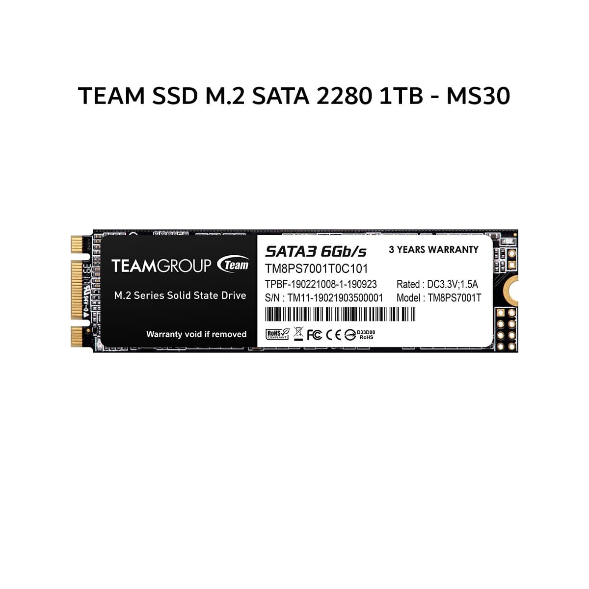 TEAM SSD M.2 SATA 2280 1TB - MS30 5Y - UP TO 500 MB/S
