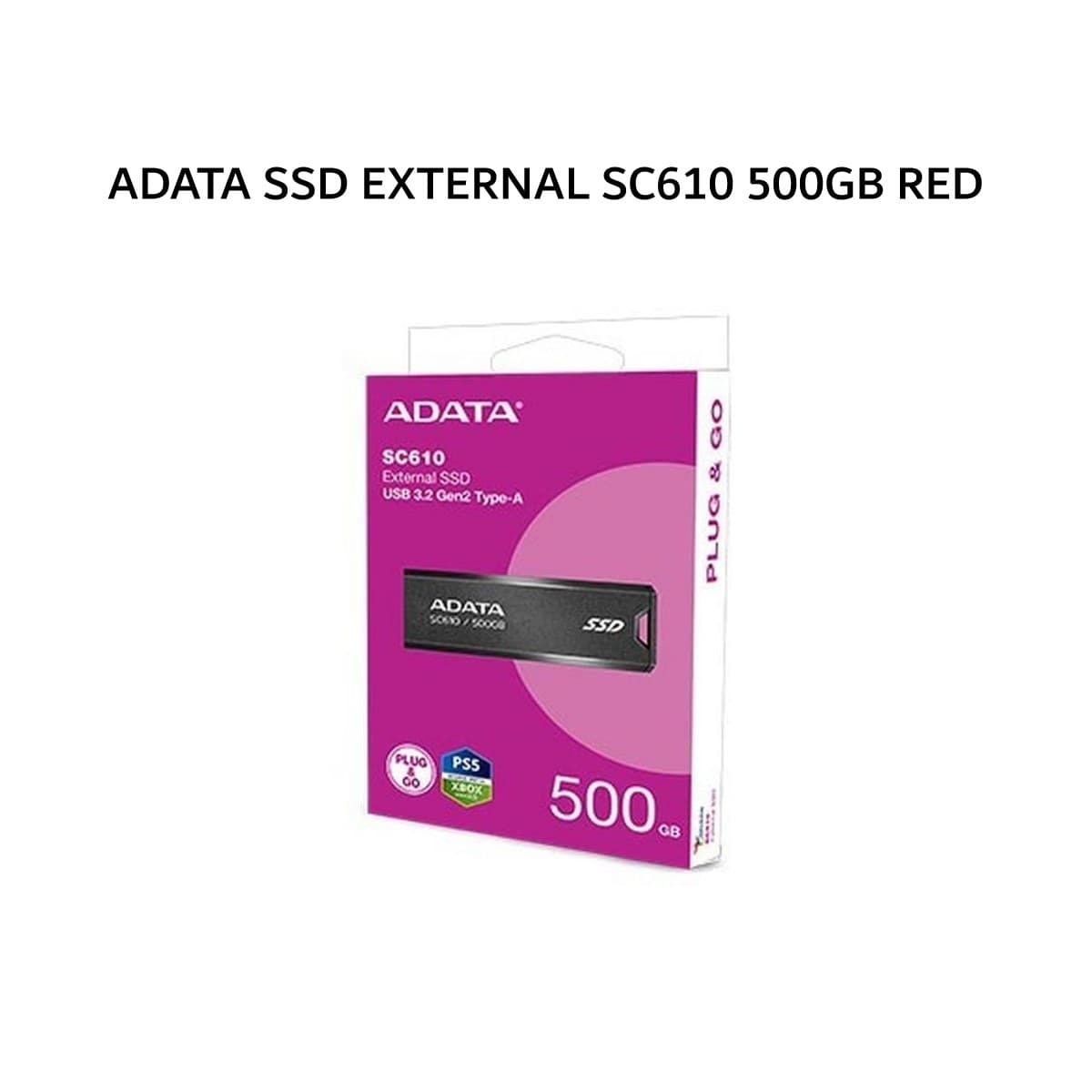 ADATA SSD EXTERNAL SC610 500GB RED 5Y - UP TO 550 MB/S
