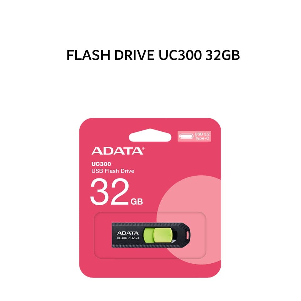 ADATA FLASH DRIVE UC300 32GB USB 3.2 BLACK GREEN