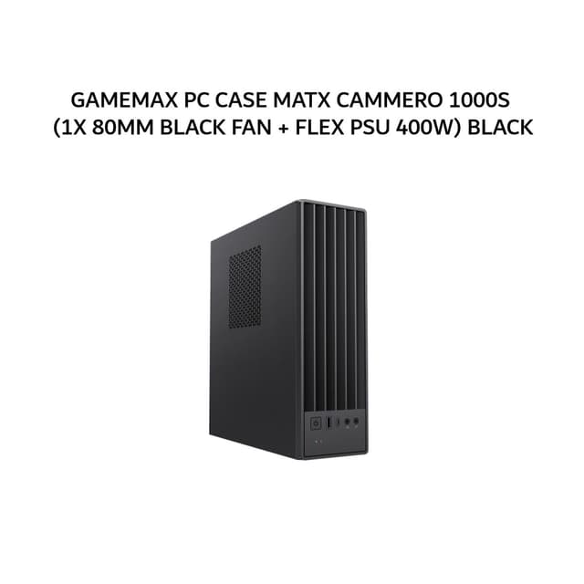 GAMEMAX PC CASE MATX CAMMERO 1000S (1X 80MM BLACK FAN + FLEX PSU 400W) BLACK 1Y
