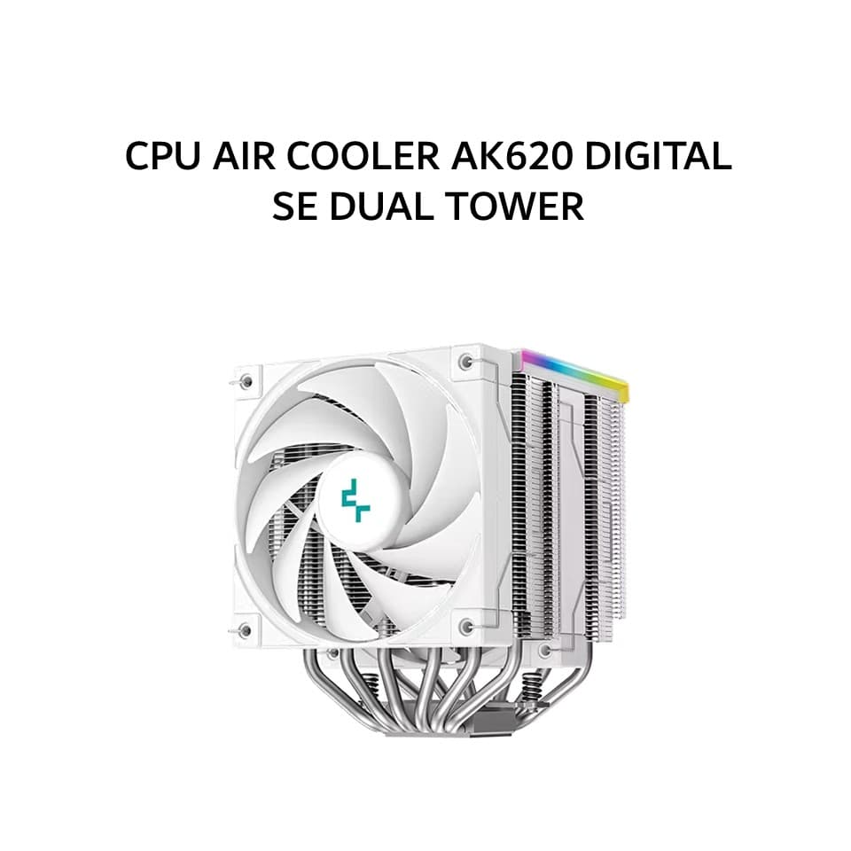 DEEPCOOL CPU AIR COOLER AK620 DIGITAL SE DUAL TOWER (2X 120MM WHITE FANS + 6 HEATPIPES + DIGITAL DISPLAY) WHITE 3Y