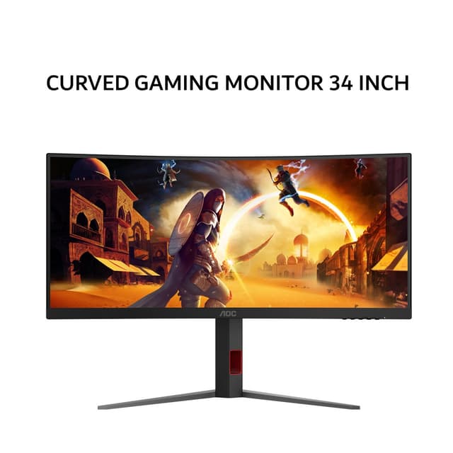 AOC CURVED GAMING MONITOR 34 INCH 1500R FAST VA 2K WQHD 1440P 1MS 180HZ CU34G4 HDR10 HDMI+DP 3Y ERGONOMICS