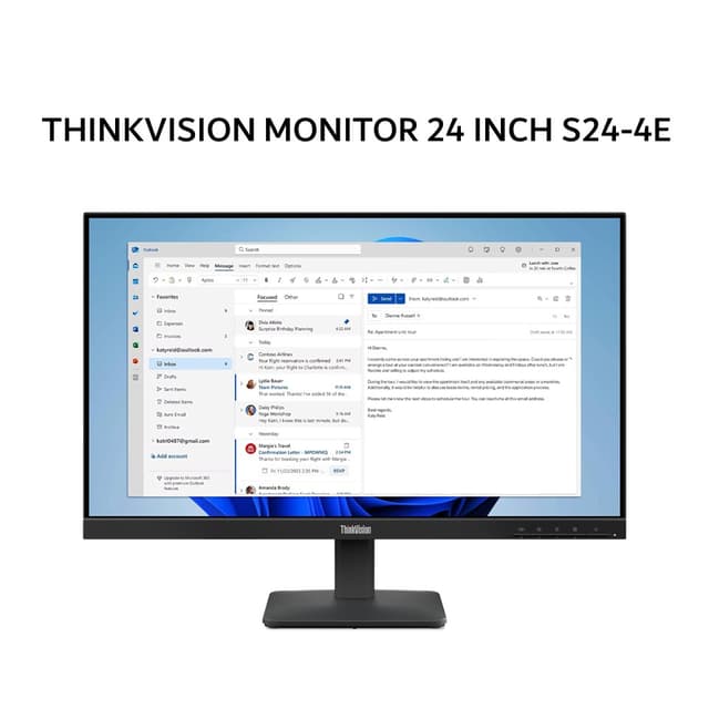 LENOVO THINKVISION MONITOR 24 INCH S24-4E IPS FHD 1080P 6MS 100HZ HDMI+VGA 3Y