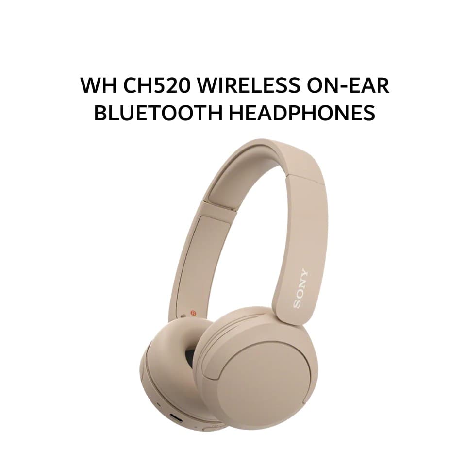 SONY WH-CH520 / WH CH520 WIRELESS ON-EAR BLUETOOTH HEADPHONES - BEIGE