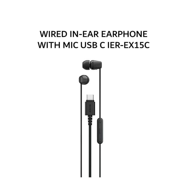 SONY EARPHONE WIRED IN-EAR WITH MIC USB C IER-EX15C - BLACK